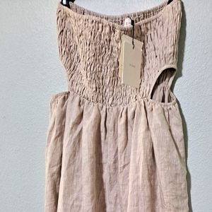 Dissh linen strapless maxi dress natural